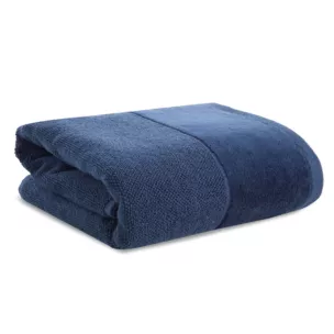 Ręcznik kąpielowy FERO z welwetową bordiurą granatowy 50x90 cm Eurofirany
