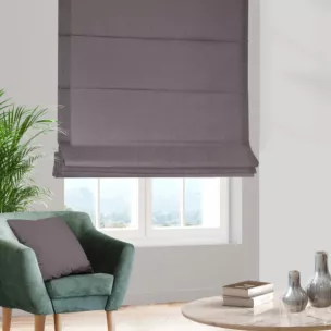 Roleta rzymska DORA - HIT ciemnografitowa z miękkiej tkaniny o welurowej strukturze