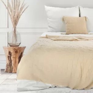 Koc  130x170 cm beżowy o widocznym splocie PLED Eurofirany