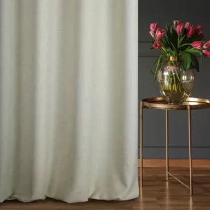 Zasłona szyta na flexach GEONOA naturalna z miękkiej tkaniny o naturalnym charakterze z widocznym ozdobnym splotem