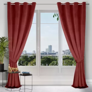 Zasłona bordowa z matowego welwetu z upinaczem 140x270 cm przelotka CARMEN Eurofirany