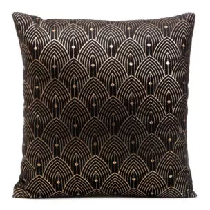Poszewka na poduszkę 40x40 cm z złotym nadrukiem w stylu art deco czarna AGNES DESIGN 91 Eurofirany