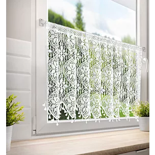 Zazdrostka biała w stylu boho zdobiona subtelnymi frędzelkami 150x60 cm tunel MOLY  Eurofirany