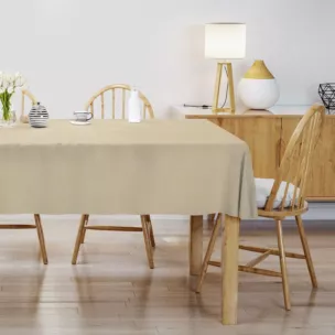 Obrus na wymiar DORA - HIT kremowy z miękkiej tkaniny o welurowej strukturze