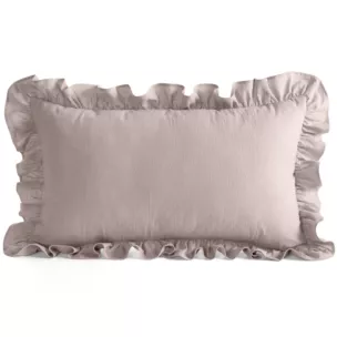 Poszewka na poduszkę 30x50 cm bawełniana z ozdobną falbanką pudrowa Eurofirany