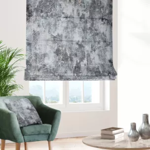 Roleta rzymska srebrno złota z welwetowej tkaniny z błyszczącym nadrukiem