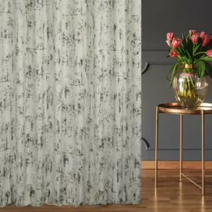 Zasłona szyta na taśmie fala kremowo złocista z tkaniny welwetowej zdobionej połyskującym drukiem