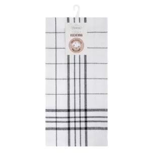 Ściereczka kuchenna 50x70 cm bawełniana kolor biały ,stalowy zdobiona kratką 200 g/m2 CHECK Eurofirany