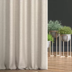 Zasłona szyta na taśmie fala jasnobeżowa z tkaniny szenilowej o wyraźnym splocie