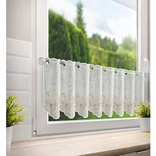 Tkanina firanowa zazdrostka z etaminy z uroczym haftem drobnych kwiatów Eurofirany