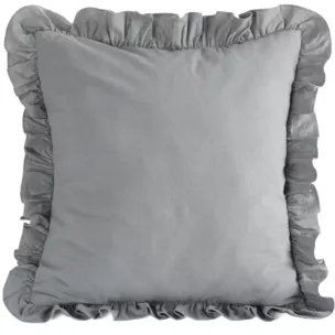 Poszewka na poduszkę 45x45 cm bawełniana z ozdobną falbanką stalowa Eurofirany