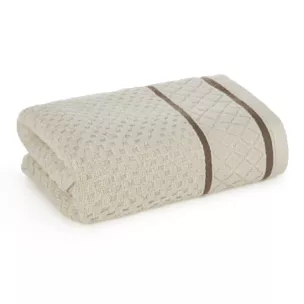 Ręcznik kąpielowy 50x90 cm bawełniany kolor beżowy o strukturze krateczki z ozdobną bordiurą 500 g/m2 FAVORI Eurofirany