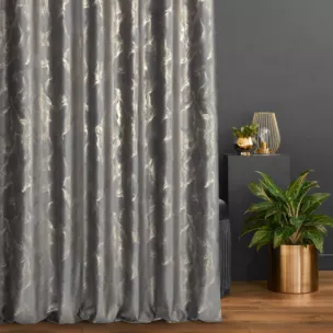 Tkanina zasłonowa welwetowa zdobiona złotym marmurkowym wzorem Eurofirany