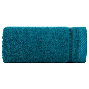 Ręcznik do rąk 40x60 cm bawełniany kolor turkusowy z bordiurą w paski 500 g/m2 ABBIE Eurofirany