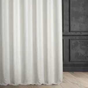 Zasłona szyta na taśmie fala kremowo srebrna z miękkiej tkaniny szenilowej przetykanej błyszczącą nicią Italissima Eva Minge