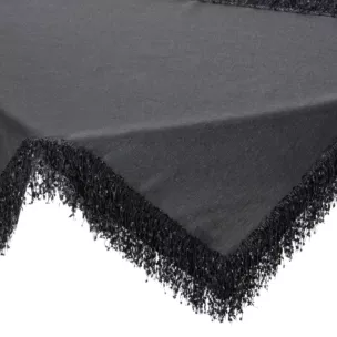 Bieżnik na stół czarny 85x85 cm JASPER zdobiony puszystymi frędzlami EUROFIRANY PREMIUM