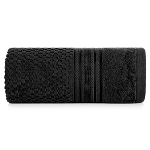 Ręcznik kąpielowy 50x90 cm bawełniany kolor czarny zdobiony subtelnymi paseczkami 500 g/m2 DAVOS Eurofirany