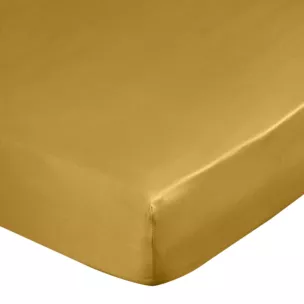 Prześcieradło z gumką 180x200 cm z satyny bawełnianej kolor musztardowy 125 g/m2 DINA Diva Line Eurofirany