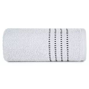 Ręcznik kąpielowy 50x90 cm bawełniany kolor srebrny z ozdobnym stębnowaniem na bordiurze 500 g/m2 FIORE Eurofirany