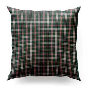 Poszewka na wymiar zielona z etaminy o geometrycznym wzorze w kratę, z dodatkiem bawełny