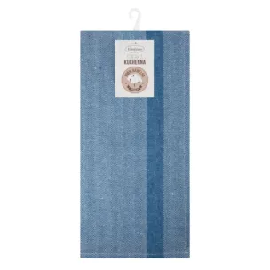 Ściereczka kuchenna 50x70 cm bawełniana kolor niebieski zdobiona pasami 200 g/m2 OLIVIA Eurofirany