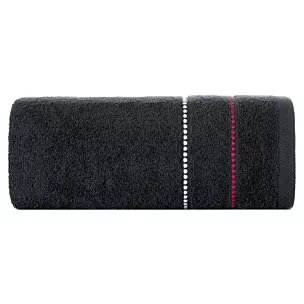 Ręcznik kąpielowy 50x90 cm bawełniany kolor czarny z kontrastującymi paseczkami 500 g/m2 SUZI Eurofirany