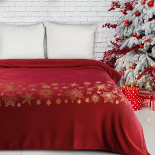 Koc  150x200 cm czarno, złoty ozdobiony gwiazdkami JOY Eurofirany