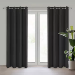 Zasłona czarna z gładkiej matowej tkaniny 140x250 cm przelotka ADARI Eurofirany