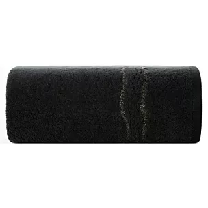 Ręcznik do rąk 30x50 cm bawełniany kolor czarny zdobiony bordiurą z błyszczącym wzorem 500 g/m2 KARIN Eurofirany