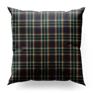 Poszewka szyta granatowo zielona z delikatnej tkaniny w kratkę