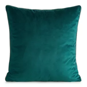 Poszewka na poduszkę 45x45 cm welwetowa o delikatnym połysku z ozdobną lamówką ciemnoturkusowa GAJA 2 Eurofirany