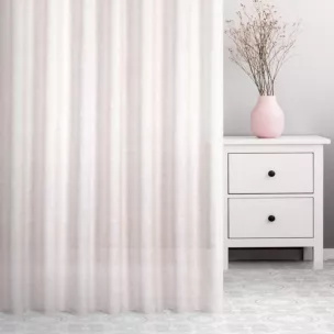 Zasłona szyta na taśmie 5 cm pudrowo różowa z miękkiej tkaniny w stylu eko