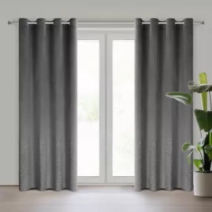 Zasłona grafitowa z kryształkami i welwetowej tkaniny 140x250 cm przelotka ARIADNA Eurofirany