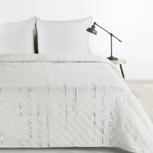 Narzuta biało, srebrna 220x240 cm zdobiona przecieranym wzorem i pikowana metodą hot press BLINK 1 DESIGN 91 Eurofirany