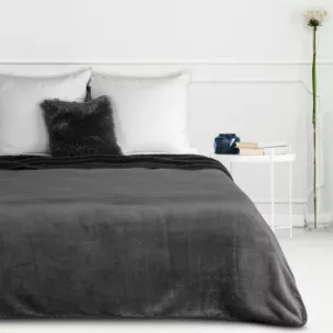 Koc  200x220 stalowy z miękkiego polaru ze strukturą baranka TEDY EUROFIRANY PREMIUM