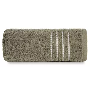 Ręcznik kąpielowy 50x90 cm bawełniany kolor jasnobrązowy z ozdobnym stębnowaniem na bordiurze 500 g/m2 FIORE Eurofirany