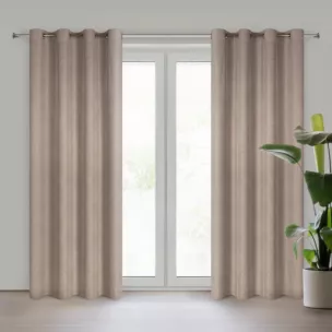 Zasłona brązowa z matowej tkaniny z widocznym naturalnym splotem 140x250 cm przelotka - ADELINA Eurofirany