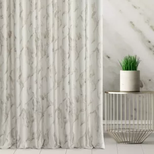 Tkanina zasłonowa welwetowa zdobiona złotym marmurkowym wzorem Eurofirany