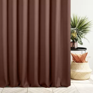 Zasłona szyta na taśmie fala ruda z tkaniny o naturalnym splocie z efektem melanżu