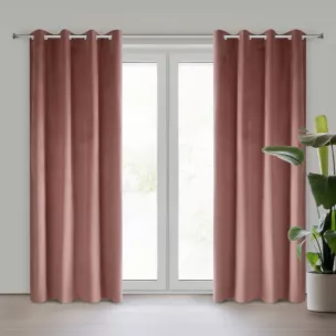Zasłona ciemnoróżowa z gładkiego welwetu 140x250 cm przelotka PIERRE Eurofirany