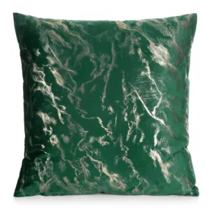 Poszewka na poduszkę 45x45 cm welwetowa zdobiona lśniącym marmurkowym wzorem ciemnozielono, złocista DORIS DESIGN 92 Eurofirany