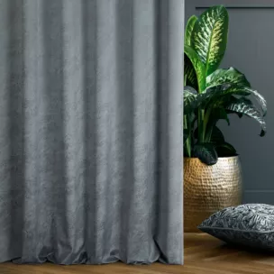 Zasłona szyta na taśmie fala grafitowa z welwetowej tkaniny w drobny melanż