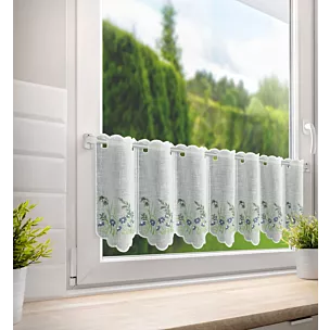 Tkanina firanowa zazdrostka z etaminy z uroczym haftem drobnych kwiatów Eurofirany