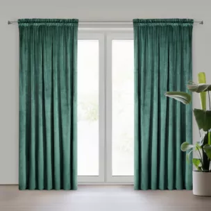 Zasłona ciemnoturkusowa z gładkiego welwetu 140x300 cm taśma PIERRE Eurofirany