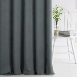 Zasłona szyta na taśmie fala DORA - HIT grafitowa z miękkiej tkaniny o welurowej strukturze