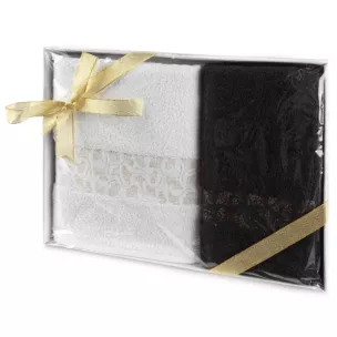 Zestaw ręczników bawełnianych 2 szt kolor biały,czarny 450 g/m2 BLINK Eurofirany