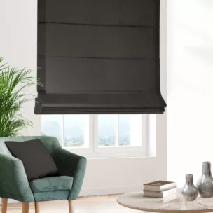 Roleta rzymska popielata tkanina zaciemniająca, strukturalna typu dimout