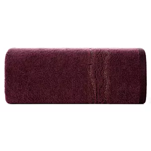 Ręcznik do rąk 30x50 cm bawełniany kolor bordowy zdobiony bordiurą z błyszczącym wzorem 500 g/m2 KARIN Eurofirany