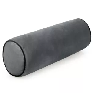 Poduszka dekoracyjna wałek 45 x 15 cm welwetowa stalowa zdobiony kontrastującą lamówką GAJA Eurofirany