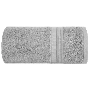 Ręcznik kąpielwoy 50x90 cm bawełniany kolor srebrny z bordiurą w paski 550 g/m2 ELEN Eurofirany